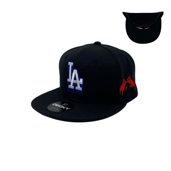 Los Angeles LA Drip (Wht/Bl/Red) Bloody Hands Snapback Hat - Picture 1 of 9